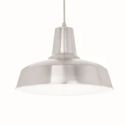 Lámpara de techo colgante Moby 1xE27 acabado aluminio interior blanco estilo industrial 35cm Ø