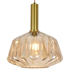 Lámpara de techo colgante Nascha 1XE27 acabado metal dorado cristal ámbar estilo moderno 30cm Ø
