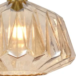 Lámpara de techo colgante Nascha 1XE27 acabado metal dorado cristal ámbar estilo moderno 30cm Ø