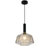 Lámpara de techo colgante Nascha1XE27 acabado metal negro cristal fumé estilo vintage 30cm Ø