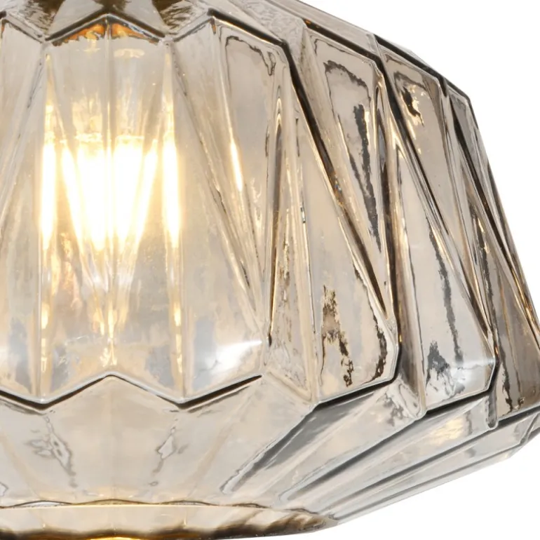 Lámpara de techo colgante Nascha1XE27 acabado metal negro cristal fumé estilo vintage 30cm Ø