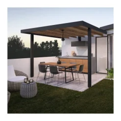 Lámpara de techo colgante Nera 1xE27 acabado aluminio negro cristal transparente IP44 uso exterior estilo moderno 15cm Ø