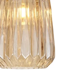 Lámpara de techo colgante Nilsa 1 luz 1XE27 acabado dorado envejecido cristal ámbar estilo vintage 20cm Ø