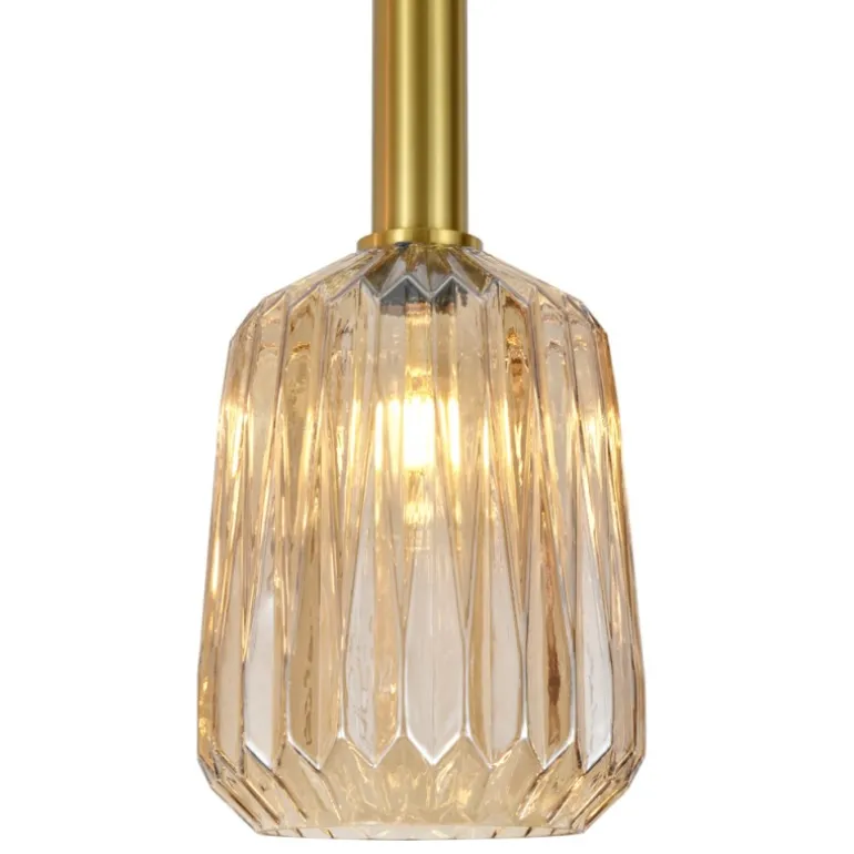 Lámpara de techo colgante Nilsa 1 luz 1XE27 acabado dorado envejecido cristal ámbar estilo vintage 20cm Ø