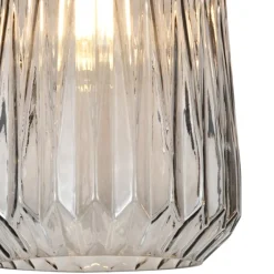 Lámpara de techo colgante Nilsa 1 luz 1XE27 acabado meta negro cristal fumé estilo vintage 20cm Ø