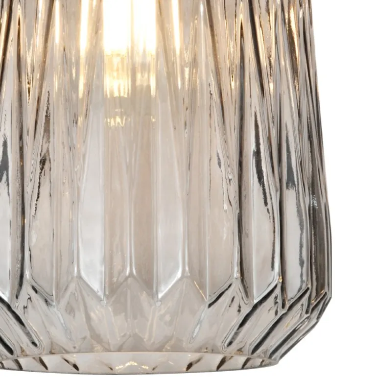 Lámpara de techo colgante Nilsa 1 luz 1XE27 acabado meta negro cristal fumé estilo vintage 20cm Ø