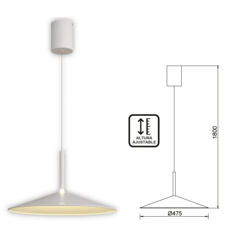 Lámpara de techo colgante Opava Blanco LED 18w 3000k 47.5CM Ø