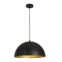 Lámpara de techo colgante Osiris 1 luz 1XE27 acabado metal negro y dorado estilo industrial 40cm Ø