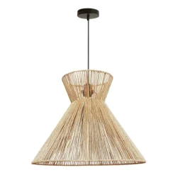 Lámpara de techo colgante Place 1xE27 acabado metal negro y fibra natural estilo nórdico 50cm Ø
