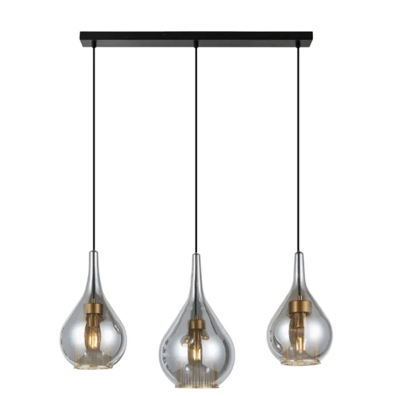Lámpara de techo colgante Plazen lineal 3 luces 3XE27 acabado negro estilo moderno 88cm largo