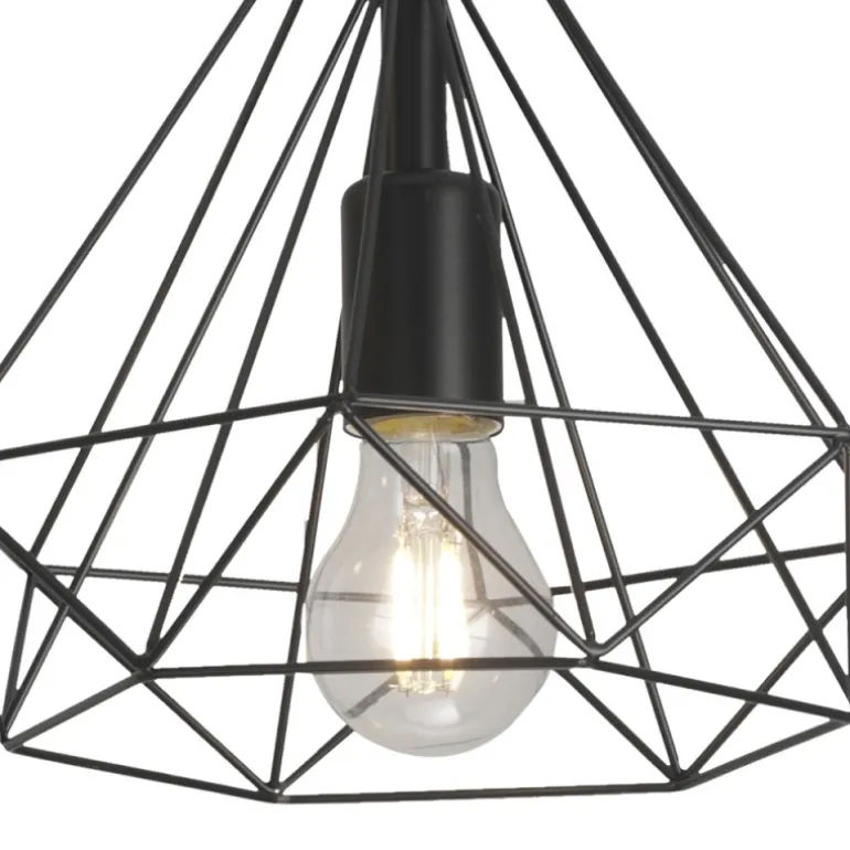 Lámpara de techo colgante Ra 1 luz 1XE27 acabado rejilla metal negro estilo moderno 38cm Ø