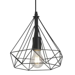 Lámpara de techo colgante Ra 1 luz 1XE27 acabado rejilla metal negro estilo moderno 38cm Ø
