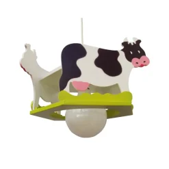 Lámpara de techo colgante Rebaño Vacas 1xE27 acabado madera varios colores estilo infantil 40cm Ø