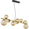 Lámpara de techo colgante Riha 9 luces 9xG9 3w 3000k acabado oro envejecido cristal ámbar estilo vintage