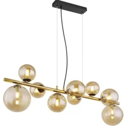 Lámpara de techo colgante Riha 9 luces 9xG9 3w 3000k acabado oro envejecido cristal ámbar estilo vintage
