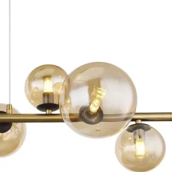 Lámpara de techo colgante Riha 9 luces 9xG9 3w 3000k acabado oro envejecido cristal ámbar estilo vintage
