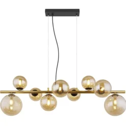 Lámpara de techo colgante Riha 9 luces 9xG9 3w 3000k acabado oro envejecido cristal ámbar estilo vintage
