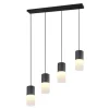 Lámpara de techo colgante Robin 4luces 4xE27 acabado metal negro cristal opal blanco estilo moderno
