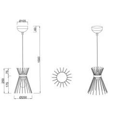 Lámpara de techo colgante Rod 1L 1XE27 20cm Ø