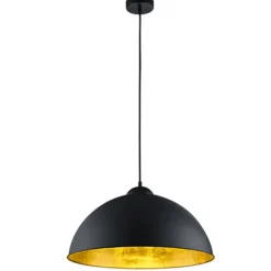 Lámpara de techo colgante Romino II 1xE27 acabado metal negro interior oro estilo vintage 50cm Ø