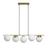 Lámpara de techo colgante Rondo 5 luces 5xE27 acabado metal latón cristal opal blanco estilo vintage