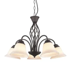 Lámpara de techo colgante Rústica 5 luces 5xE14 acabado marrón óxido estilo rústico 60cm Ø
