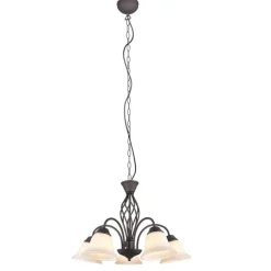 Lámpara de techo colgante Rústica 5 luces 5xE14 acabado marrón óxido estilo rústico 60cm Ø