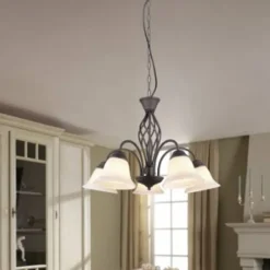 Lámpara de techo colgante Rústica 5 luces 5xE14 acabado marrón óxido estilo rústico 60cm Ø