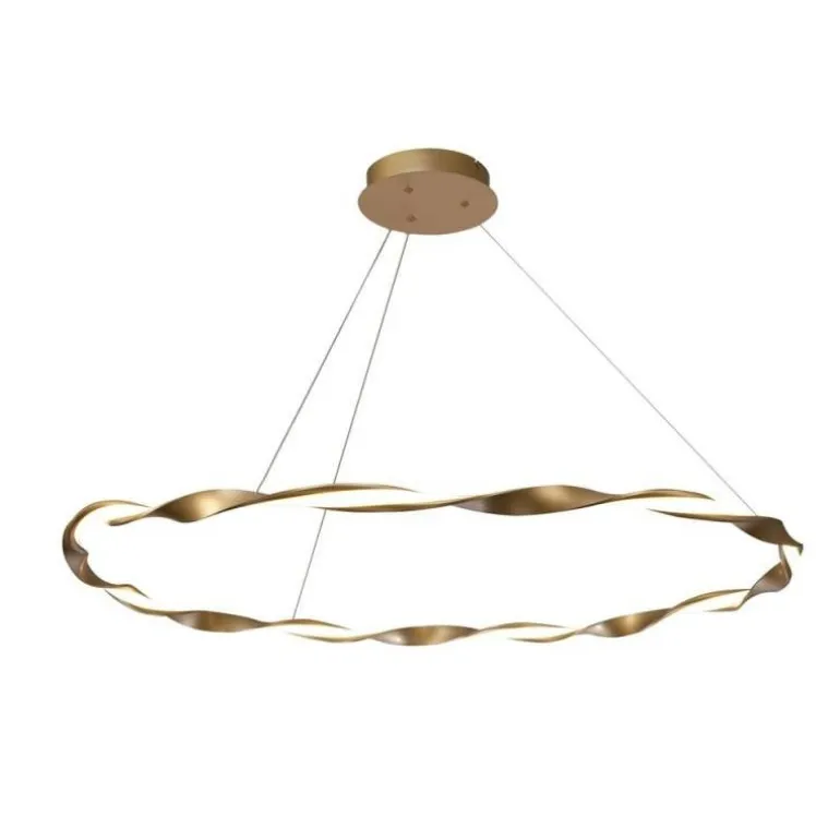 Lámpara de techo colgante Sand Oro LED integrado 48w tonalidad 3000k acabado metal oro estilo moderno 108cm Ø