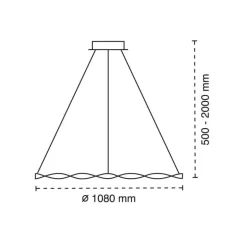 Lámpara de techo colgante Sand Oro LED integrado 48w tonalidad 3000k acabado metal oro estilo moderno 108cm Ø