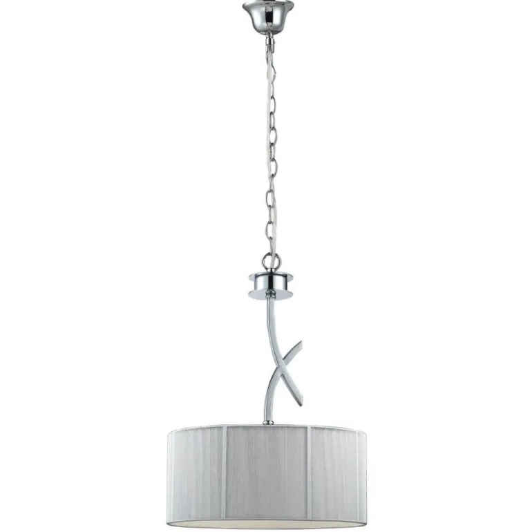 Lámpara de techo colgante Silk 1xE27 acabado metal cromo pantalla hilo plata estilo clásico 38cm Ø