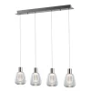 Lámpara de techo colgante Talio 4 luces lineal LED integrado 4x5w 4000k acabado cromo cristal transparente estilo moderno