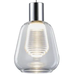 Lámpara de techo colgante Talio 1 luz LED integrado 5w 4000k acabado metal cromo cristal transparente estilo moderno 13.5 cm Ø