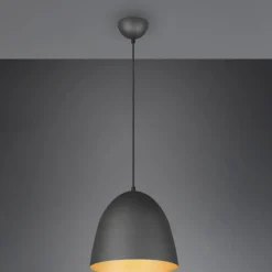 Lámpara de techo colgante Tilda 1 luz 1xE27 acabado metal negro e interior dorado estilo moderno 25cn Ø