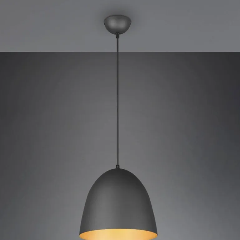 Lámpara de techo colgante Tilda 1 luz 1xE27 acabado metal negro e interior dorado estilo moderno 25cn Ø