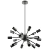 Lámpara de techo colgante Átomo negro 18 luces acabado negro 18X E27 estilo Vintage 46cm Ø