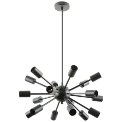 Lámpara de techo colgante Átomo negro 18 luces acabado negro 18X E27 estilo Vintage 46cm Ø
