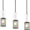 Lámpara de techo colgante Tosh 4L Lineal Blanco/ Rejilla negro 4XE27