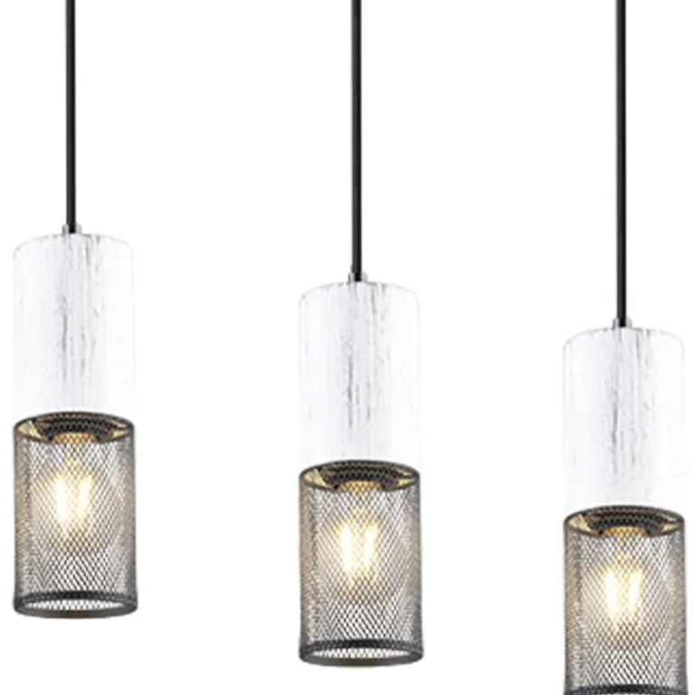 Lámpara de techo colgante Tosh 4L Lineal Blanco/ Rejilla negro 4XE27