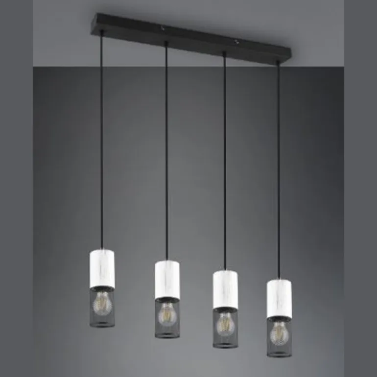 Lámpara de techo colgante Tosh 4L Lineal Blanco/ Rejilla negro 4XE27