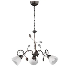 Lámpara de techo colgante Traditio 3 luces 3xE14 acabado marrón oxido estilo rústico 70cm Ø