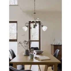 Lámpara de techo colgante Traditio 3 luces 3xE14 acabado marrón oxido estilo rústico 70cm Ø