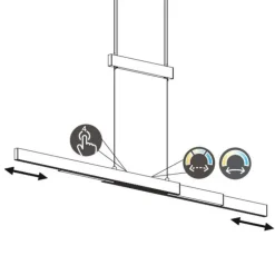 Lámpara de techo colgante Trajan LED integrado 40w 3CCT regulable en intensidad y extensible acabado negro estilo moderno