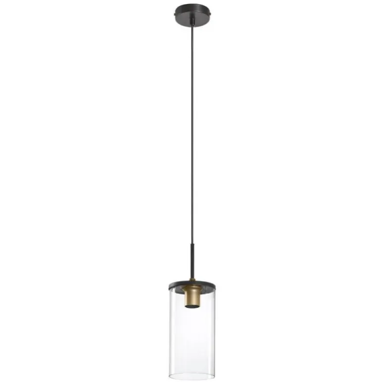 Lámpara de techo colgante Triel 1luz 1xE27 acabado negro cristal transparente estilo vintage 13cm Ø