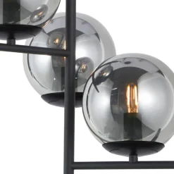 Lámpara de techo colgante Vary 3L 3xE14 acabado negro cristal ahumado estilo moderno 32cm Ø