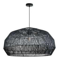 Lámpara de techo colgante Yeah 1xE27 acabado fibras naturales negro estilo rústico 60cm Ø