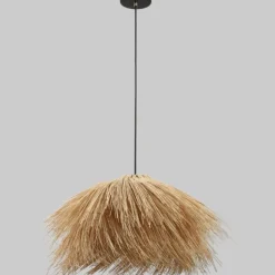 Lámpara de techo colgante Zuela 1XE27 acabado mimbre natural estilo rústico 60cm Ø
