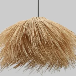 Lámpara de techo colgante Zuela 1XE27 acabado mimbre natural estilo rústico 60cm Ø
