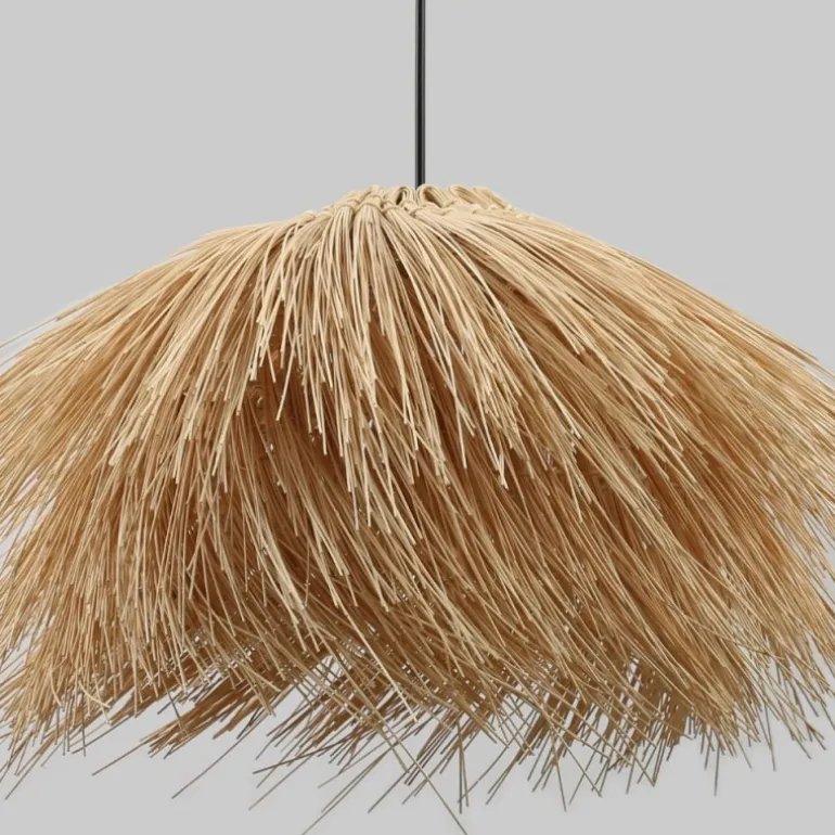 Lámpara de techo colgante Zuela 1XE27 acabado mimbre natural estilo rústico 60cm Ø