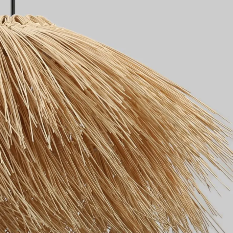 Lámpara de techo colgante Zuela 1XE27 acabado mimbre natural estilo rústico 60cm Ø